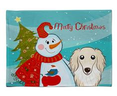 Carolines Treasures BB1832PLMT Tischset, Schneemann mit Longhair creme Dackel, Stoff, mehrfarbig