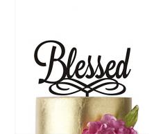 Blessed, Tortendekoration, Tortenaufsatz Taufe, Kommunion, Tortendekoration, Baby Dusche, Tortendekoration, Kuchendekoration, Tortendekoration, Happy Birthday Taufe, Jahrestag 6 in gold