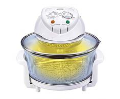 MPM MKO-02 Multifunktionsgrillofen mit Halogenkonvektion, 11 Liter, 220 °C, Zeitschaltuhr 60 Minuten, 1400W, 1400, 11 liters, Glass
