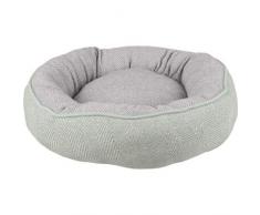 Flamingo 518504 Hundekorb Chevron Rund Herausnehmbares Kissen Grun/Grau 50x50x12 cm