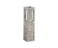 STRANDGUT07 Windlicht Teakholz ca. 60 x 15 x15 cm, grey wash