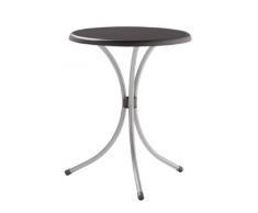 Sieger 200/G Bistro-Tisch mit mecalit-Pro-Platte Ø 60 cm, Stahlrohrgestell eisengrau, Tischplatte Schieferdekor anthrazit