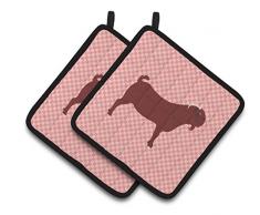 Caroline s Treasures bb7891pthd Kalahari rot Ziege rosa kariert verziert Topflappen, 19,1 x 19,1 cm Multicolor