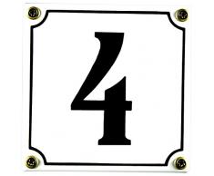 Buddel Bini Wetterfestes Emaille Hausnummernschild 4 12 x 12 cm, sofort lieferbar, weiß