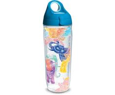 Tervis 1232299 Mehndi Trinkflasche Elefanten mit Wickel und türkisem Deckel, 680 ml, transparent