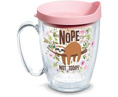 Tervis 1303155 Faultier Nope Not Today Isolierbecher mit Umschlag und rosa Deckel, 450 ml, transparent