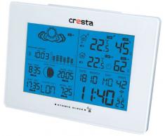 Cresta DTX370WH Wetterstation Kabellos, Luftfeuchtigkeit, Luftdruck, Mondphase, Funkuhr mit Weckfunktion, Kalender, Sonnenaufgangs und Untergangszeit
