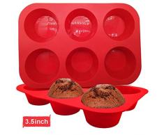 Cupcake-Pfannen aus BPA-freiem Silikon, Texas Größe Muffinformen-Set, antihaftbeschichtet, 6 große / große Backförmchen, 2 Stück, spülmaschinenfest und mikrowellengeeignet