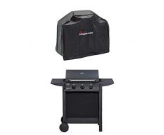 Landmann 0276 Grill-Abdeckhaube + Enders Gasgrill SAN DIEGO 3, mit Grill-Thermometer, 3 Brenner aus Edelstahl stufenlos, kleiner Grill, Edelstahl-Grill-Rost, Balkon-Grill, Camping-Grill