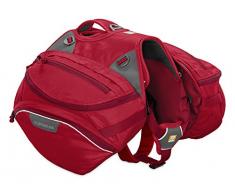 Ruffwear Strapazierfähiger Wander-Rucksack für Hunde, Inklusive 2 x 1L Wasserflasche, Kleine Hunderassen, Größenverstellbar, Größe: S, Rot (Red Currant), Palisades Pack