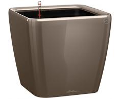 LECHUZA QUADRO Premium LS 43, Taupe Hochglanz, Hochwertiger Kunststoff, Inkl. Bewässerungssystem, Herausnehmbarer Pflanzeinsatz, Für Innen- und Außenbereich, 16185