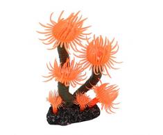 sourcingmap Silikon Aquarium Sonnenblume Kunstpflanze eingerichtet, 4.8-inch, orange