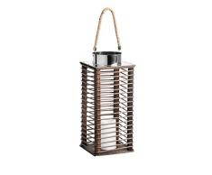 Gartenfreude Rattan Laterne Gartenlaterne mit LED Kerze, braun, 17 x 17 x 39 cm