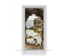 Türtapete selbstklebend einteilig (Blick durch Felsen auf den Ozean) Türfolie 93x205cm