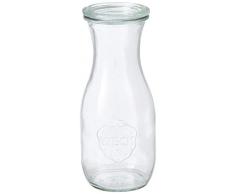 Paderno 41589-50 World Cuisine Glaskaraffe mit Glasdeckel, 6-er Set, mittel, klar