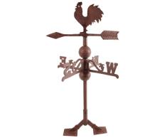 Esschert Design Wetterhahn, Wetterfahne im Antik Stil mit Standplatten aus Gusseisen, ca. 36 cm x 36 cm x 69 cm