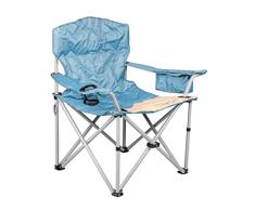 Meerweh Erwachsene Faltstuhl mit Getränkehalter und Kühlfach Relaxstuhl Anglerstuhl Campingstuhl, Beige, XXL