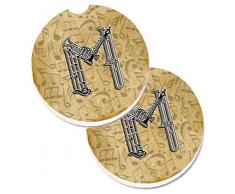 Caroline s Treasures Buchstabe M Musikinstrument Alphabet-Set von 2 Tasse Halterung Auto Untersetzer cj2004-mcarc, 2,56, multicolor