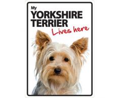 Magnet & Steel Yorkshire Terrier Lives Here A5 Schild