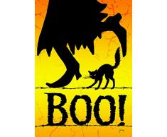 Toland Home Garden 1112241 Boo Hexe 31,5x45,7 cm Deko Herbst Halloween Schwarze Katze Garten Flagge