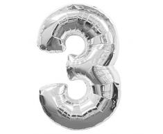 amscan Folienballon SuperShape Zahl 3, Silber