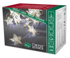 Konstsmide 3170-803 LED Dekolichterkette goldfarbene Metallsterne / für Innen (IP20) / Batteriebetrieben: 3xAA 1.5V (exkl.) / 20 warm weiße Dioden / transparentes Kabel