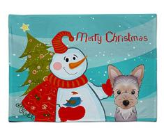 Caroline s Treasures bb1852plmt Schneemann mit Yorkie Puppy Stoff Tisch-Sets, multicolor
