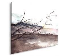 Feeby, Leinwandbild, Bilder, Wand Bild, Wandbilder, Kunstdruck 70x100cm, LANDSCHAFT, AQUARELL, WEIÃ, BRAUN, ROSA