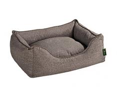 HUNTER Boston Hundesofa, Hundebett, Wendekissen mit Plüschbesatz,pflegeleicht, 120 x 80 cm, braun