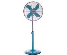 Bastilipo Palma Standventilator, rund, 50 W, Edelstahl, 3 Geschwindigkeitsstufen türkis