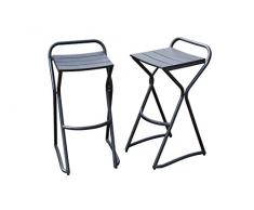 Leco Gartenmöbel, 2er Set Hocker zur Gartentheke, anthrazit, 44 x 51 x 85 cm, 16022114