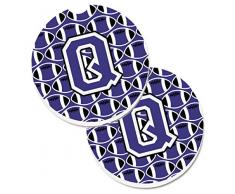 Caroline s Treasures Buchstabe F Fußball lila und weiß Set von 2 Tasse Halterung Auto Untersetzer cj1068-qcarc, 2,56, multicolor