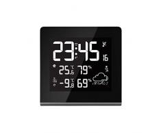Solight Weather Station Wetterstation, großer LCD-Bildschirm mit Wahlfarbe der Hintergrundbeleuchtung, Innen-/Außentemperatur, Luftfeuchtigkeit, RCC, Schwarz