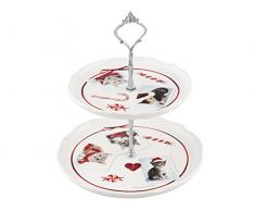 Home Cats Etagere mit 2 Etagen, Keramik, Weiß