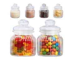 Relaxdays Vorratsgläser 6er Set, 700 ml, Deckel, für Lebensmittel in Küche, Hochzeit Candy Bar Zubehör, luftdicht, klar