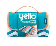 Yello BGG1719 Gelbe Faltbare Picknickdecke mit Zick-Zack-Design, Stranddecke, Pastellfarben