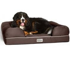 PetFusion Hundebett und -Lounge (X-Large 112x86cm, Braun). Premium Edition aus stabilem Kaltschaum mit Memory-Effekt. [Ersatzbezüge erhältlich]