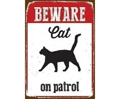 Magnet & Steel Blechschild - Beware Cat on Patrol