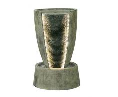 Dehner Gartenbrunnen Tambor mit LED Beleuchtung, ca. 67.5 x 41 x 29 cm, Polyresin, grau