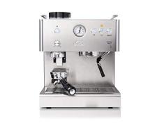 Solis Espressomaschine, Integriertes Scheibenmahlwerk, Manometer, Dampf- und Heißwasserfunktion, 58 mm Profi-Siebhalter, 15 bar, 1,8 l Wassertank, Edelstahl, Personal Barista (Typ 1150)