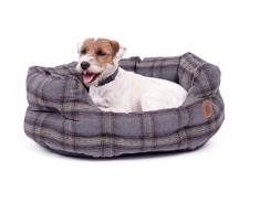 Petface ovales Hundebett aus Tweed, klein, grau