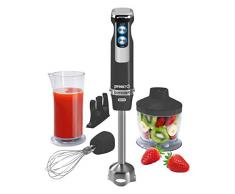 CONCEPT Hausgeräte TM4751 Stabmixer PRESSITO mit zerkleinerer, schneebesen, edelstahl-messer, ultraleise, TURBO-taste, 0,8 L, 800 W, Schwarz