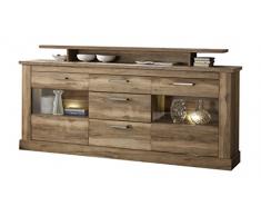 trendteam Wohnzimmer Sideboard Schrank Wohnzimmerschrank Montreal, 206 x 101 x 42 cm in Nussbaum Satin Dekor mit viel Stauraum und Ablageflächen