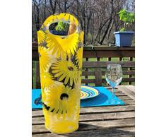 Tragbare Wein Tasche & Ice Eimer, Rapid Kühlschrank Tote Champagner, Bier & Wein, wiederverwendbarer Geschenktasche, Wein Zubehör für BBQ, Deck, Pool & Beach, wasserdichte Tasche bleibt kühl, kein Einfrieren, Top Party Geschenk Gelb, Blumen
