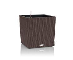 LECHUZA CUBE Cottage 50 Pflanzgefäß mit Erd-Bewässerungs-System, Mokka, 50 x 50 x 50 cm