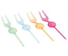 FACKELMANN Partypicker Gabel 10cm, Kunststoff, blau/grün/pink/orange, ca, 40-Einheiten