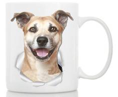 Kaffeetasse mit lächelnder Staffie-Staffie-Tasse - perfektes Geschenk für Hundeliebhaber - niedliches Geschenk - tolles Geburtstags- oder Weihnachtsüberraschung für Freunde oder Kollegen. 11oz