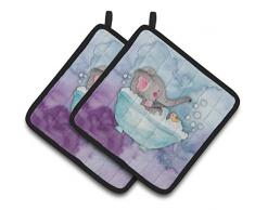 Caroline s Treasures bb7346pthd Elefant Baden Watercolor verziert Topflappen, 19,1 cm H x 19,1 cm W, multicolor