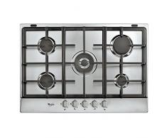 Whirlpool AKR 358/IX Einbaukochfeld aus Edelstahl, Gasherd, Edelstahl, Gusseisen, 1750 W