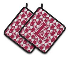 Caroline s Treasures Buchstabe L Fußball Crimson, grau & weiß Paar Topflappen cj1065-lpthd, 7.5hx7.5 W, multicolor